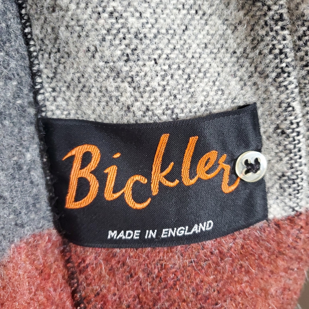 Vintage 1960's Bickler Gray and Rust Wool Blanket Cape Coat Made in England - Picture 6 of 17